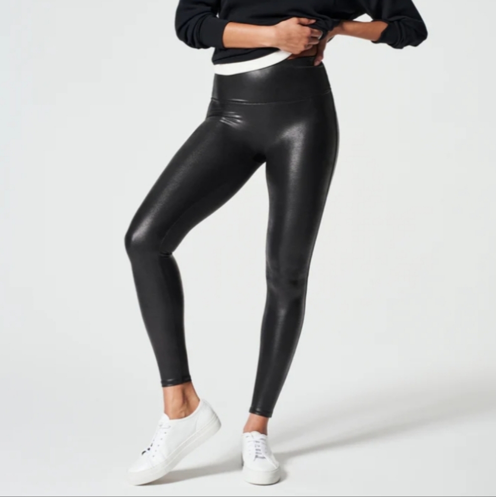 Spanx Black Faux Leather Leggings - 2X Tall